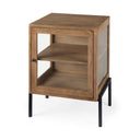 Arelius 20L x 18W x 26H Light Brown Wood W Black Metal Frame EndSide Table - Default Title
