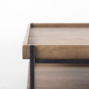Trey 48x46 Rectangular Brown Solid Wood Top Table Black Metal Frame Two-Tier Coffee Table - Default Title