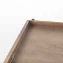 Trey 48x46 Rectangular Brown Solid Wood Top Table Black Metal Frame Two-Tier Coffee Table - Default Title