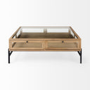 Arelius 42 Square Glass-Top Light Brown w Black Metal Base Display Coffee Table - Default Title
