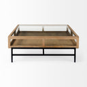 Arelius 42 Square Glass-Top Light Brown w Black Metal Base Display Coffee Table - Default Title