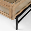 Arelius 42 Square Glass-Top Light Brown w Black Metal Base Display Coffee Table - Default Title
