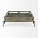 Arelius 42 Square Glass-Top Gray Wood w Black Metal Base Display Coffee Table - Default Title