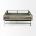 Arelius 42 Square Glass-Top Gray Wood w Black Metal Base Display Coffee Table - Default Title