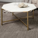 Vincent 33 Octagonal White Marble Tabletop w Gold Metal Base Coffee Table - Default Title