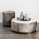 Zahavi 36 Gray Hair-On-hide WMetal Base Ottoman - Default Title