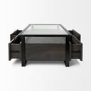 Vidro 54x30 Rectangular Glass Top Black Solid Wood Drawers Black Frame Coffee Table - Default Title