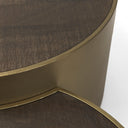 Eclipse Antique Brass Metal Drum Base w Dark Brown Wood Top Nested Coffee Table - Default Title