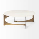 Reinhold 49 Round White Marble Top Gold Metal Base Coffee Table - Default Title