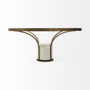 Jacinta 36 Round Glass Top Metal and Marble Pedestal Coffee Table - Default Title