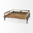Arelius 42 Square Glass-Top Light Brown w Black Metal Base Display Coffee Table - Default Title