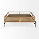 Arelius 42 Square Glass-Top Light Brown w Black Metal Base Display Coffee Table - Default Title
