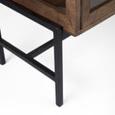 Arelius 36L x 18W x 32H Medium Brown Wood Black Metal Base w 2 Glass Doors Accent Cabinet - Default Title