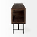 Arelius 70L x 1875W x 32H Medium Brown Black Metal Base w 4 Glass Door Cabinets Sideboard - Default Title