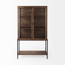 Arelius 36L x 1875W x 63H Medium Brown Wood W Black Metal Base Display Cabinet - Default Title