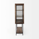 Arelius 36L x 1875W x 63H Medium Brown Wood W Black Metal Base Display Cabinet - Default Title