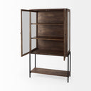 Arelius 36L x 1875W x 63H Medium Brown Wood W Black Metal Base Display Cabinet - Default Title