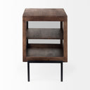 Arelius 20L x 18W x 26H Medium Brown Wood W Black Metal Frame EndSide Table - Default Title