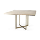 Faye I 48L x 48W x 30H Beige Finished Wood WGold Metal Base Square Dining Table - Default Title