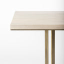 Faye I 48L x 48W x 30H Beige Finished Wood WGold Metal Base Square Dining Table - Default Title