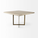 Faye I 48L x 48W x 30H Beige Finished Wood WGold Metal Base Square Dining Table - Default Title