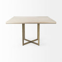 Faye I 48L x 48W x 30H Beige Finished Wood WGold Metal Base Square Dining Table - Default Title