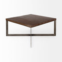 Faye 34L x 34W x 17H Medium Brown Wood WAntique Nickel Metal Base Square Coffee Table - Default Title