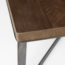 Faye 34L x 34W x 17H Medium Brown Wood WAntique Nickel Metal Base Square Coffee Table - Default Title