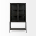 Arelius 36L x 1875W x 63H Black-Brown Wood W Black Metal Base Display Cabinet - Default Title