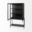 Arelius 36L x 1875W x 63H Black-Brown Wood W Black Metal Base Display Cabinet - Default Title