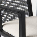 Clara Black Wood W Cream Fabric Seat and Cane Back Dining Chair - Default Title