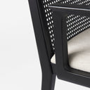Clara Black Wood W Cream Fabric Seat and Cane Back Dining Chair - Default Title