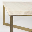 Faye 34L x 34W x 17H Beige Finished Wood WGold Metal Base Square Coffee Table - Default Title