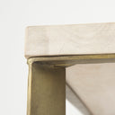 Faye 34L x 34W x 17H Beige Finished Wood WGold Metal Base Square Coffee Table - Default Title