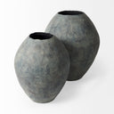 Gobi 20L x 23H Small Gray Ceramic Oval Vase - Default Title