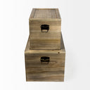 Sonny 236L x 157W x 138H Set of Two Brown Wood and Wicker W Metal Detail Rectangular Boxes - Default Title