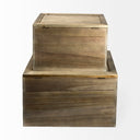 Sonny 236L x 157W x 138H Set of Two Brown Wood and Wicker W Metal Detail Rectangular Boxes - Default Title