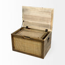 Sonny 236L x 157W x 138H Set of Two Brown Wood and Wicker W Metal Detail Rectangular Boxes - Default Title