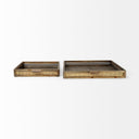 Sonny 236L x 236W x 20H Set of Two Brown Wood and Wicker Square Trays - Default Title