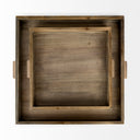 Sonny 236L x 236W x 20H Set of Two Brown Wood and Wicker Square Trays - Default Title