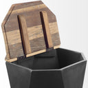 Esagono Octagonal Black Metal-Clad Reclaimed Wood EndSide Table w Storage - Default Title