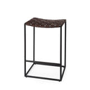Clarissa 180L x 160W x 2625H Dark Brown Woven Leather Seat W Black Iron Frame Counter Stool - Default Title