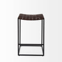 Clarissa 180L x 160W x 2625H Dark Brown Woven Leather Seat W Black Iron Frame Counter Stool - Default Title