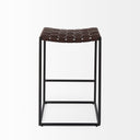 Clarissa 180L x 160W x 2625H Dark Brown Woven Leather Seat W Black Iron Frame Counter Stool - Default Title