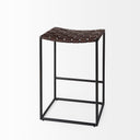 Clarissa 180L x 160W x 2625H Dark Brown Woven Leather Seat W Black Iron Frame Counter Stool - Default Title