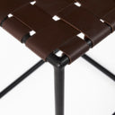 Clarissa 180L x 160W x 2625H Dark Brown Woven Leather Seat W Black Iron Frame Counter Stool - Default Title