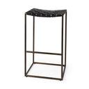 Clarissa 180L x 160W x 3025H Black Woven Leather Seat W Gold Frame Bar Stool - Default Title