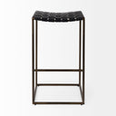 Clarissa 180L x 160W x 3025H Black Woven Leather Seat W Gold Frame Bar Stool - Default Title
