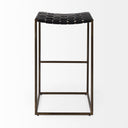 Clarissa 180L x 160W x 3025H Black Woven Leather Seat W Gold Frame Bar Stool - Default Title