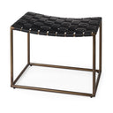 Clarissa 220L x 160W x 1675H Black Leather Woven Seat W Gold Metal Frame Stool - Default Title